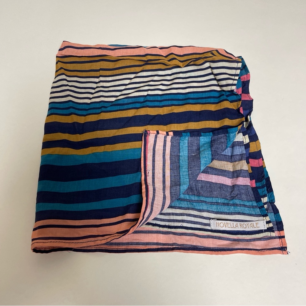 Novella Royale Handkerchief Scarf Stripe Multi Rainbow Colorful Bright Neck Tie